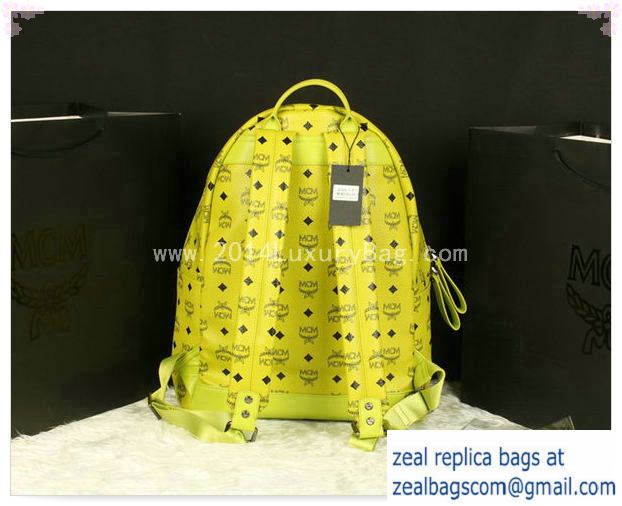 High Quality Replica MCM Stark Backpack Jumbo in Calf Leather 8006 Lemon